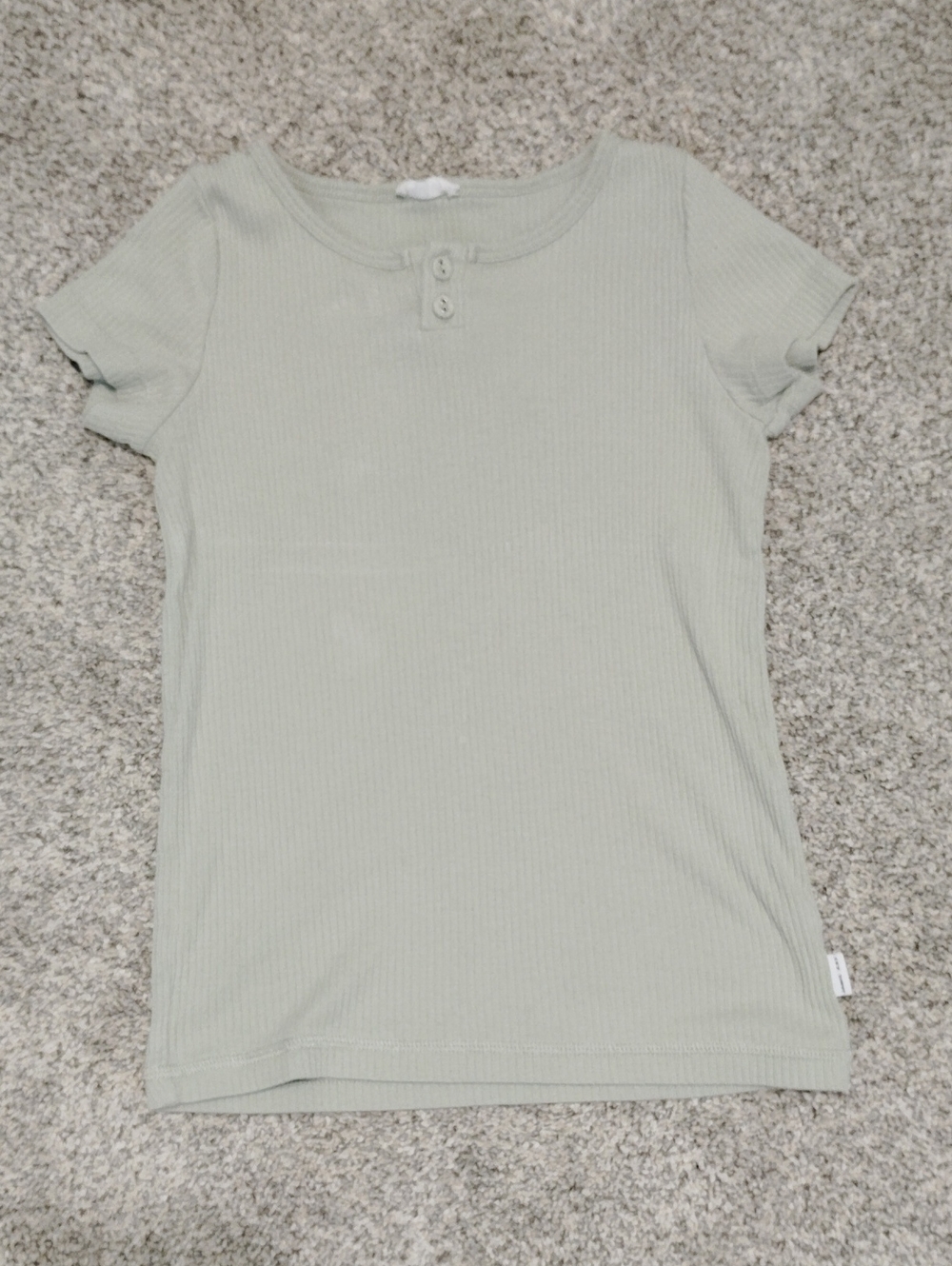 Jamie Kay Short Sleeve Ribbed Henley Tee - Sage Green